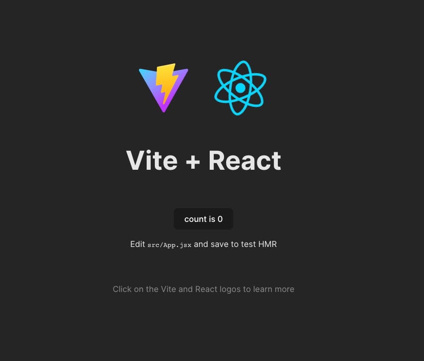 The scaffolded React + Vite app