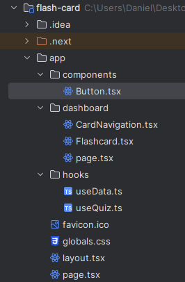 The app structure after creating Button.tsx