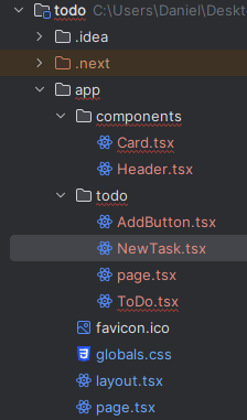 Project structure after creating NewTask.tsx