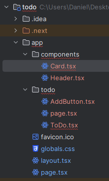 Project structure after creating Card.tsx