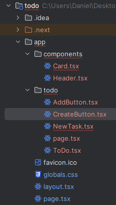 Project structure after creating CreateButton.tsx