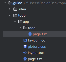 Project structure after creating todo folder and page